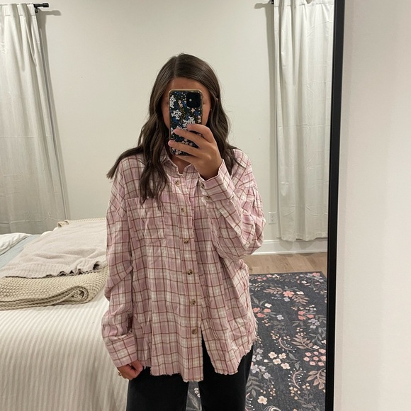Altar'd State Tops - NWT Altar'd State Pink Plaid Button-Up Top